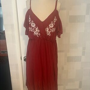 BloomChic Burgundy Floral Midi Dress
